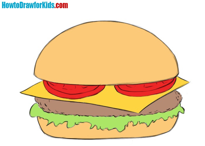 Comment dessiner un hamburger kawaii