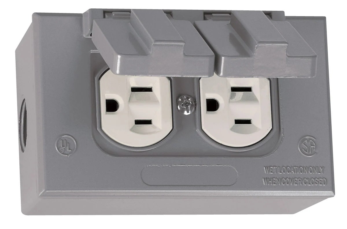 Electrical box cover weatherproof plastic gang outdoor hubbell rectangle power gfci outlets taymac lowes weather wet use covered location during