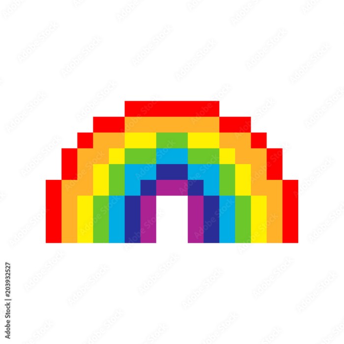 Pixel vector rainbow cloud isolated preview cute