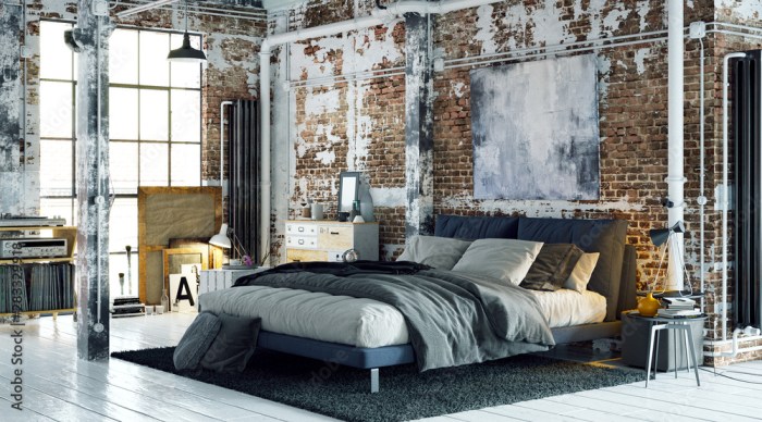 Chambre style loft industriel