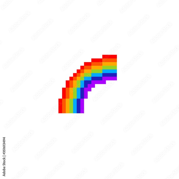 Pixel vector rainbow cloud isolated preview cute