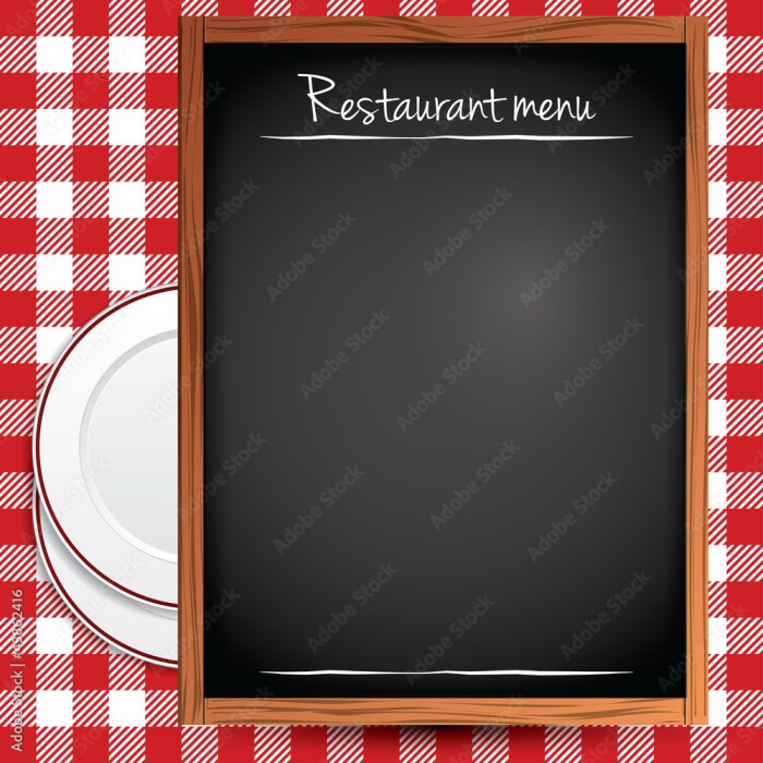 Tableau menu vierge