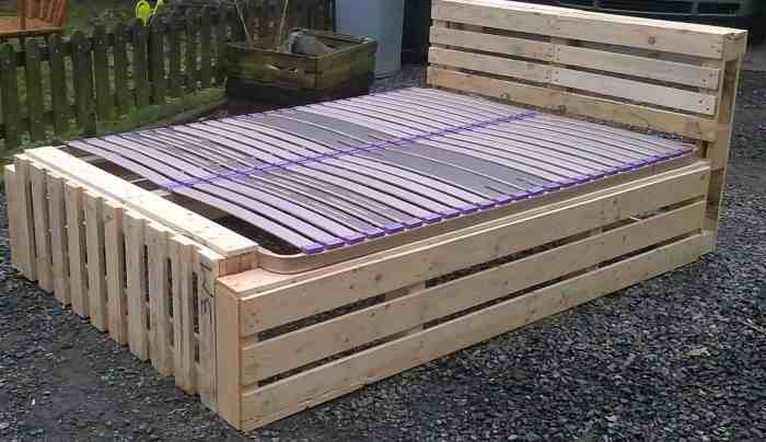 Bed pallet frame wooden pallets recycled diy wood size full designs headboard using