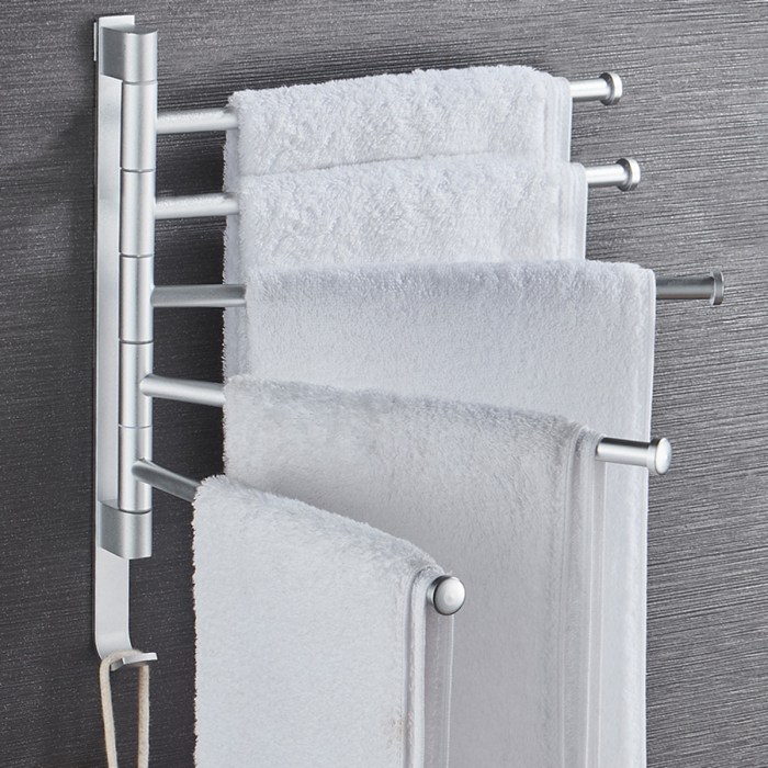 Towel bathroom holder rack wall mounted shelf swivel duty heavy racks alexnld share banggood