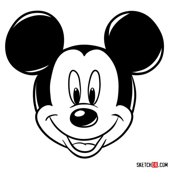 Mickey mouse drawing head draw easy step drawings simple paintingvalley