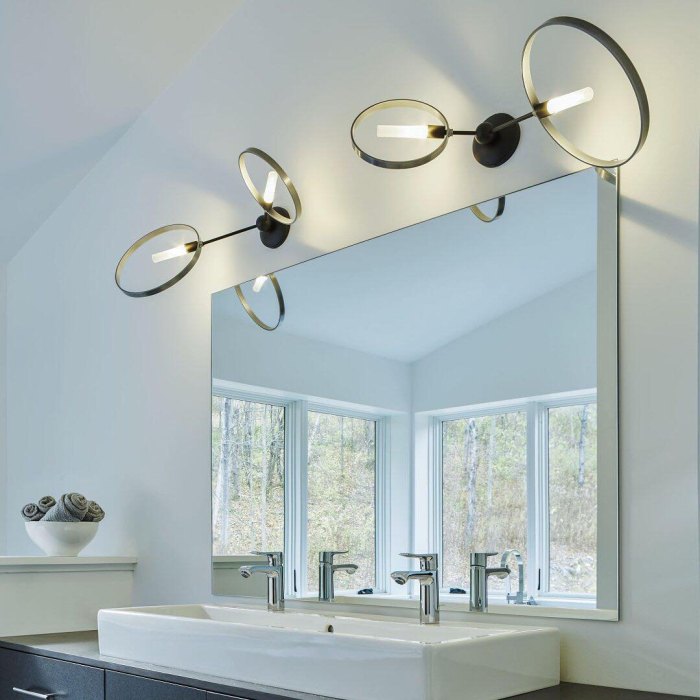 Bathroom lighting modern ideas beautiful mirrors wall arched frameless chandelier long simplistic metal furniture regarding oval decorative decor