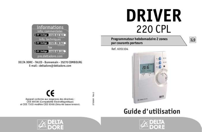 Notice programmateur delta dore driver 620