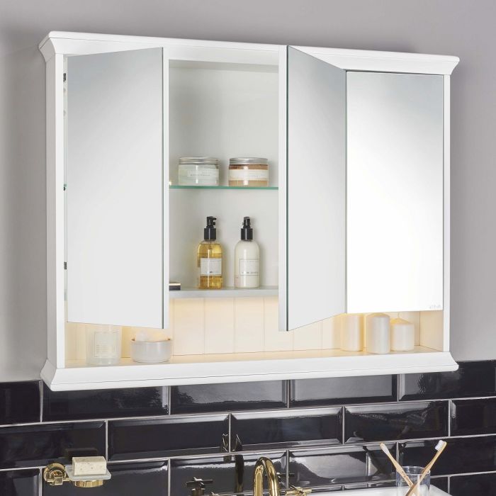 Mirror cabinet white door bathroom cabinets odessa mirrored mirrors victoriaplum range shop