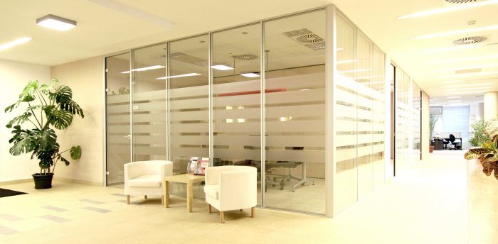 Removable partition offices glazed fabric