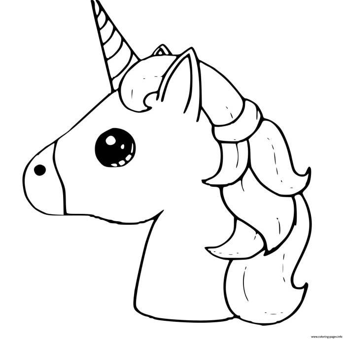 Dessin de licorne kawaii a colorier