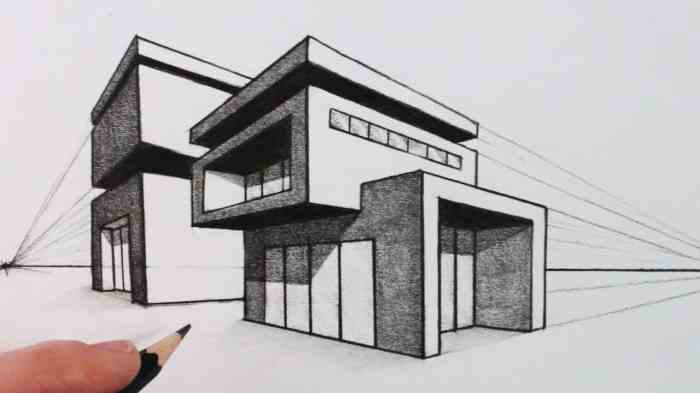 Dessin maison perspective moderne