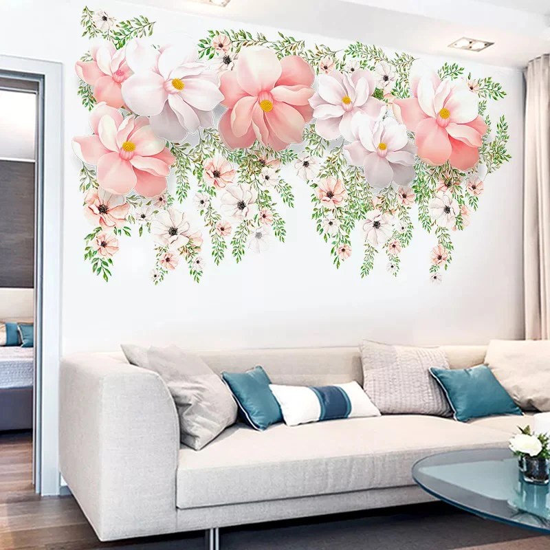 Wall 3d stickers flower sticker room decor flowers large paper bedroom vine decals diy vinyl decal walls removable decoration house