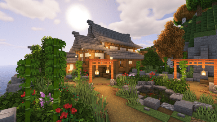 Minecraft maison japonaise plan