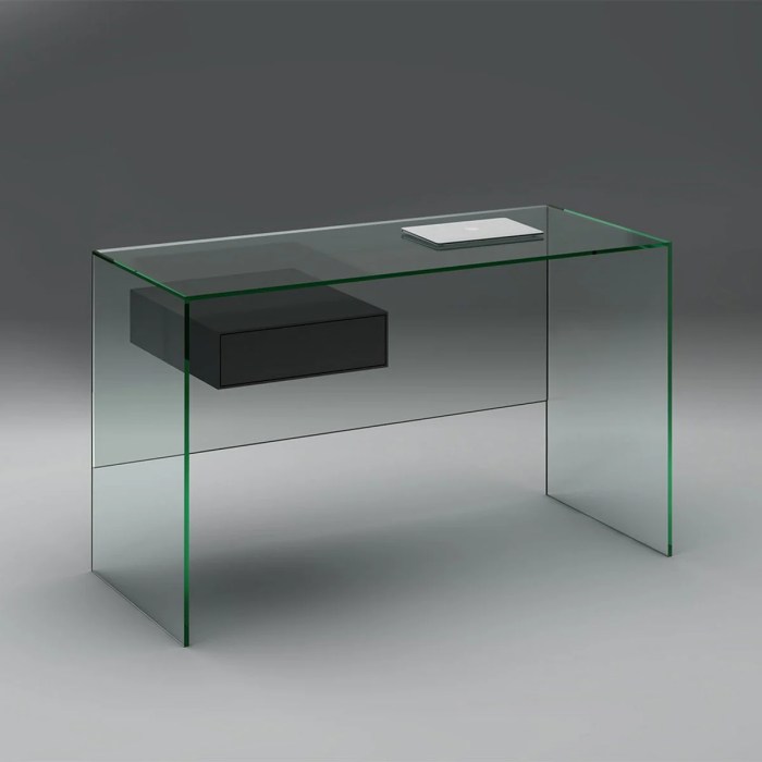 Glass desk office modern clear coaster desks tempered writing bent contemporary highsmith furniture wyckes chair acrylic nelson table top storiestrending