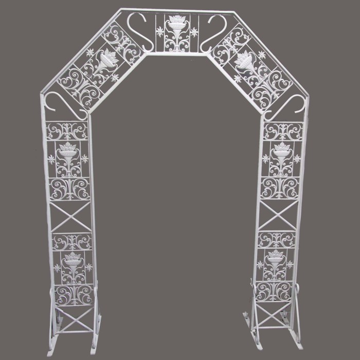 Wrought arch iron wedding white hire party