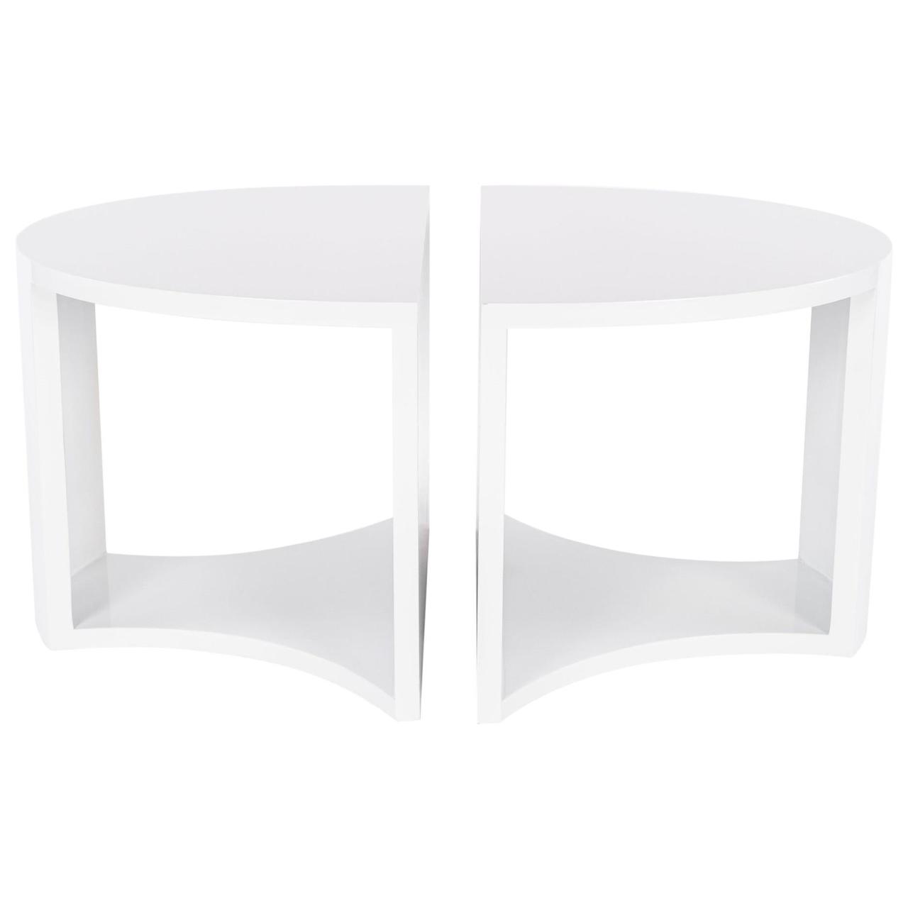 Table lacquer white coffee accents metal