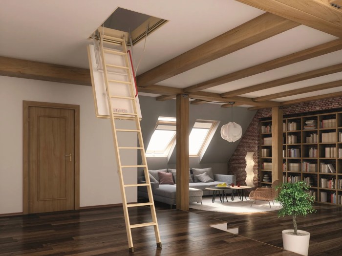 Stairs small loft spaces steel down attic retractable part pull space staircase dwell apartment floor ideas architecture inherent movement solution