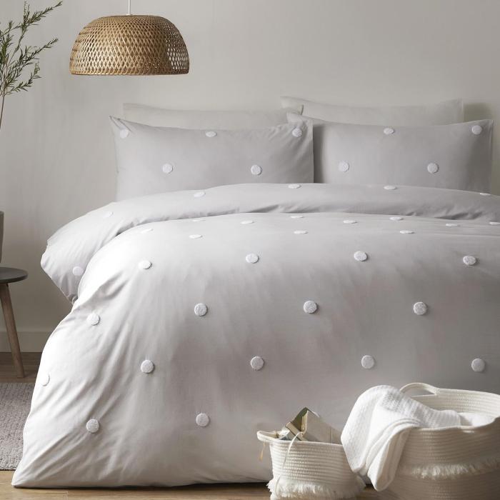 Duvet grey quilt covers tufted cotton