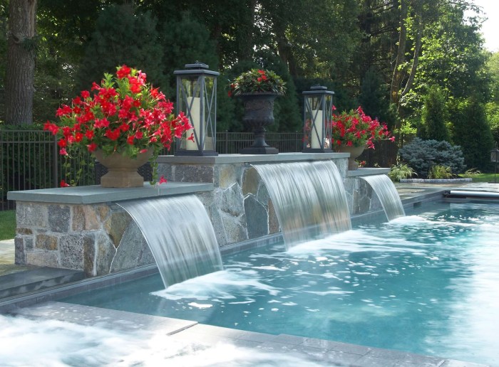 Water pool waterfall features swimming pools sheer descent falls feature fountains backyard into waterfalls fountain small ideas designs choose board