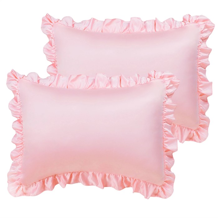 Pillow pink cover cases silk shams standard pillowcases satin ruffled walmart