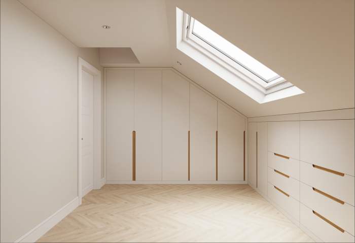 Bedroom mansard wardrobe modern sloped ceiling