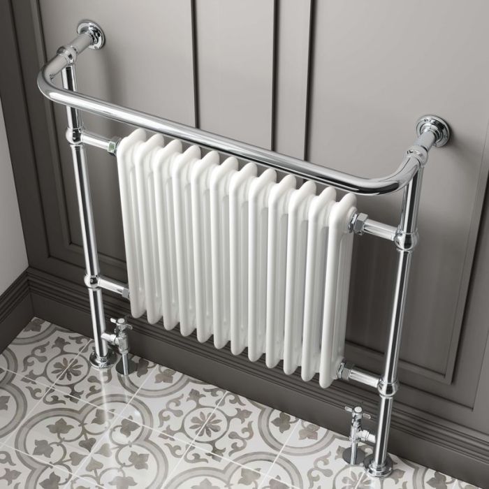 Towel radiator bathroom white flat rail heated panel minimalist rad