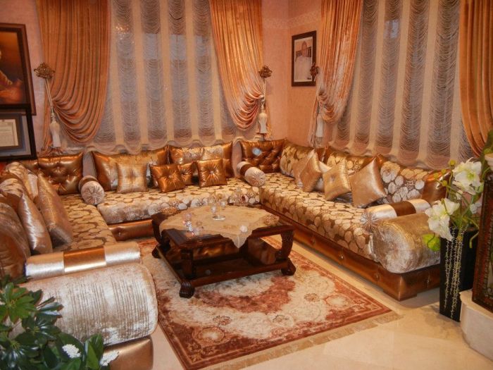 Salon marocain gris blanc