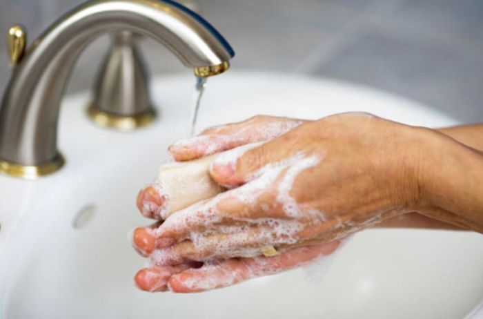 Hands washing wash hand soap clean person water use may if types