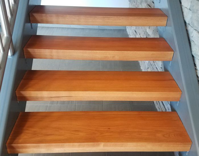 Stair treads reclaimed tread terramai floating biophilic