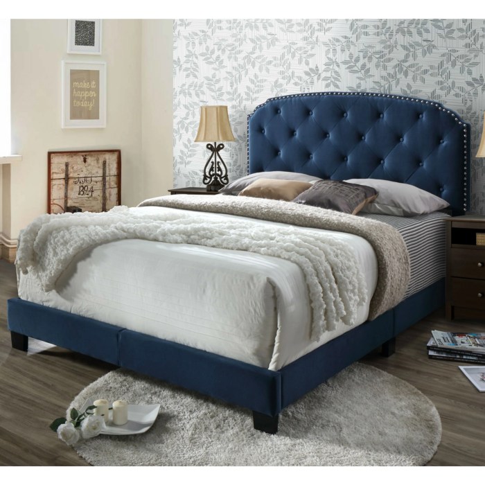 Headboard upholstered dg tufted nailhead wingback