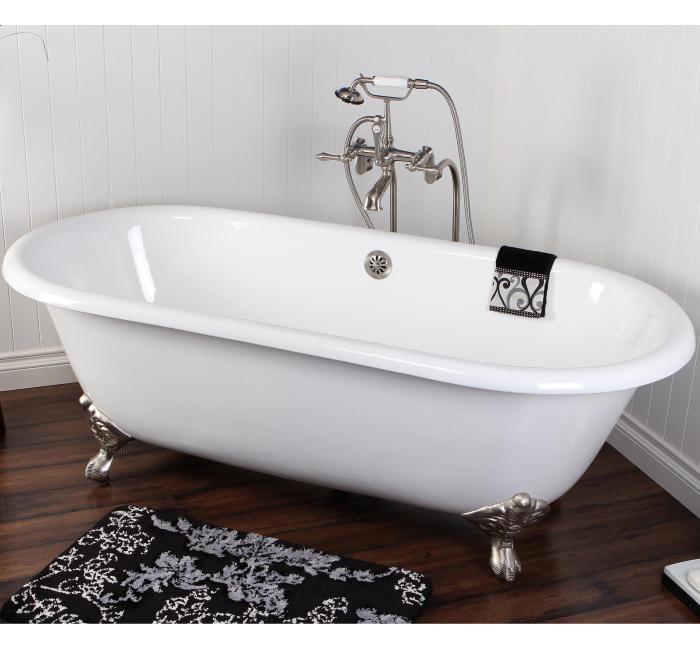 Tub iron cast pedestal henley ended double freestanding bathtubs bathroom