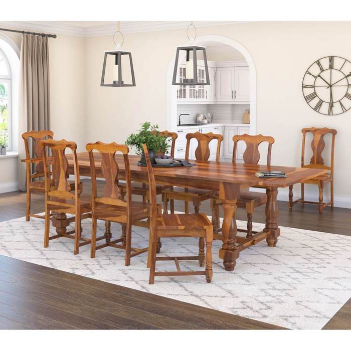 Dining table oak wood extending chair chairs sets solid set kitchen rustic hardwood room furniture flooring durable versatile brushed elisdecor