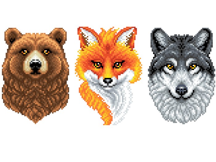 Pixel animaux a imprimer