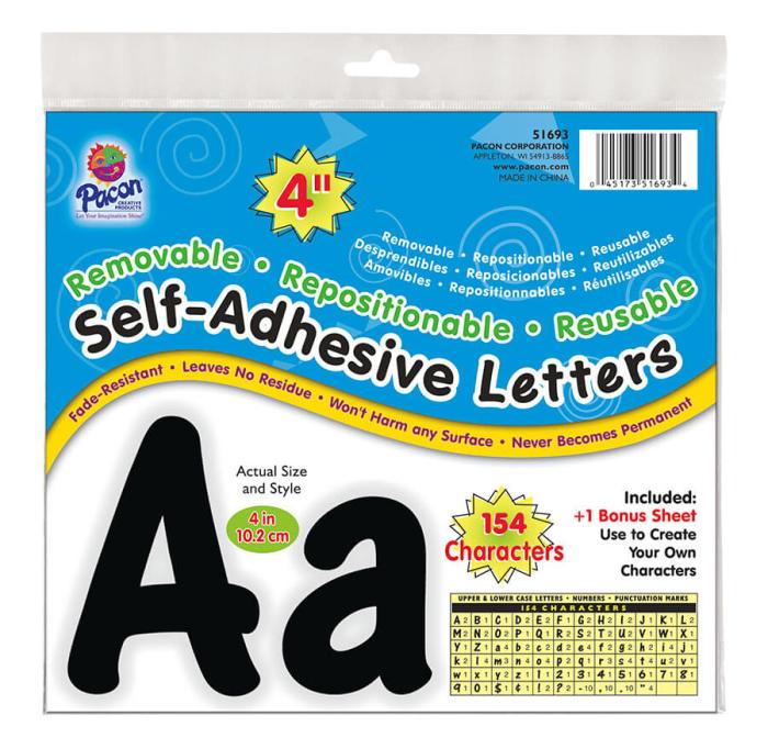 Adhesive letters self pacon products