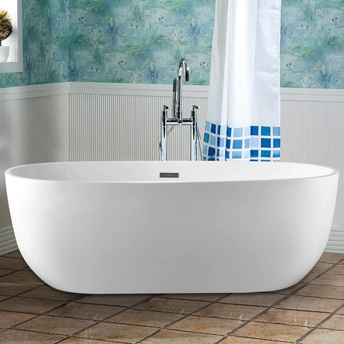 Freestanding bathtub soaking acrylic white modern oval classic shape overflow bathroom ferdy