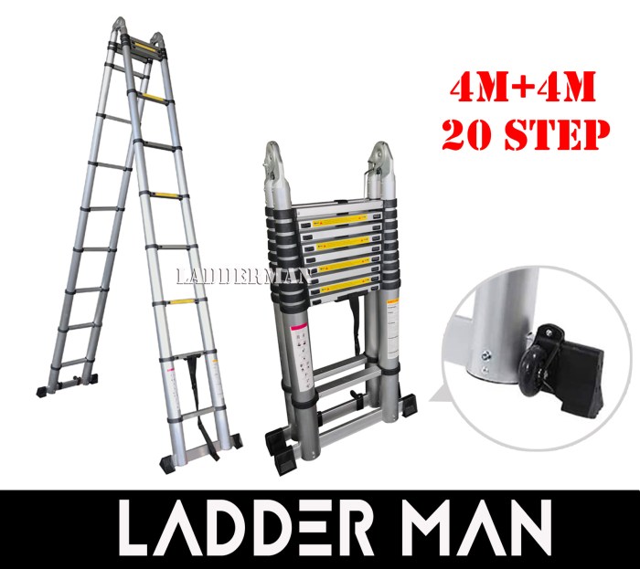 4m telescopic ladder multipurpose 8m aluminium sided double