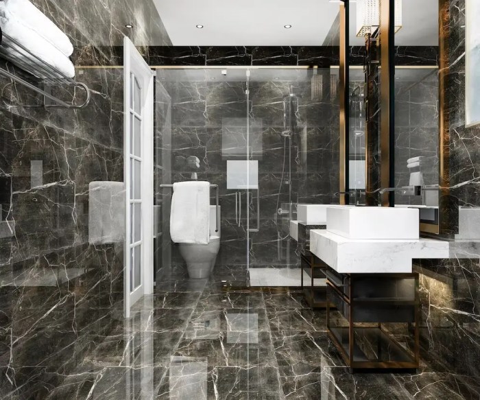 Salle de bain design luxe noir et blanc