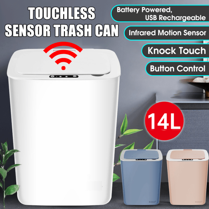 Sensor trash garbage automatic touchless lid mainstays automatically gallon