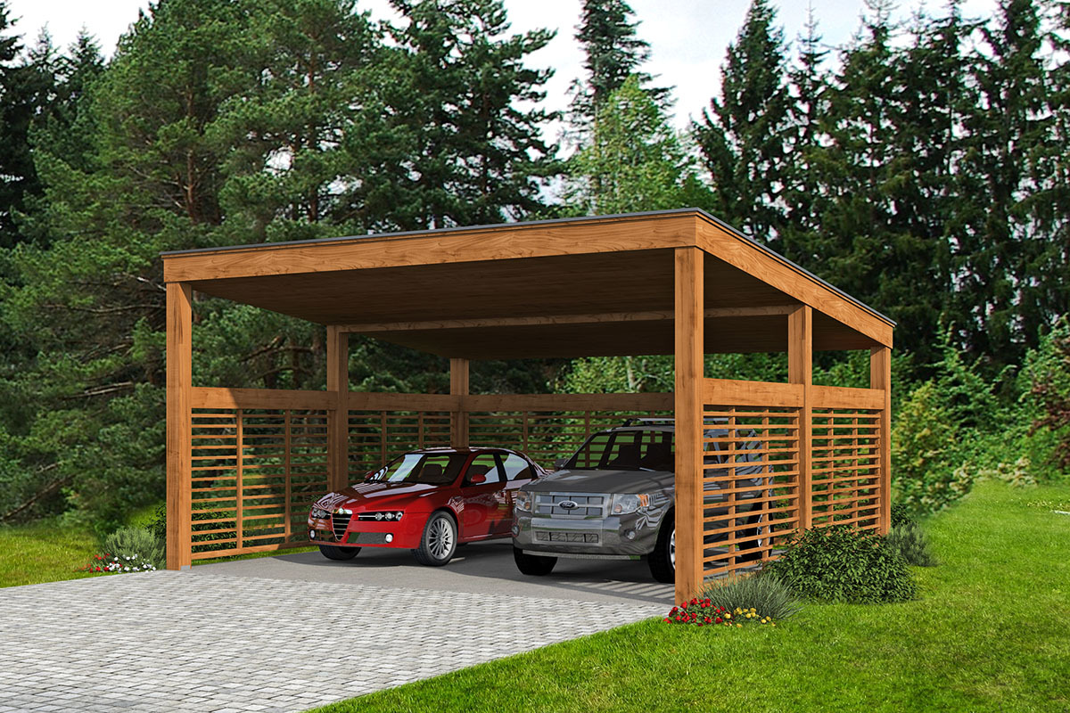 Carport bois 2 pentes