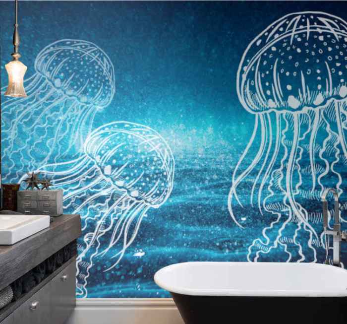 Mural bathroom wall murals painting ideas painted pond bathtub drawing charlotte tile hamilton decor finished saved funny visit feel