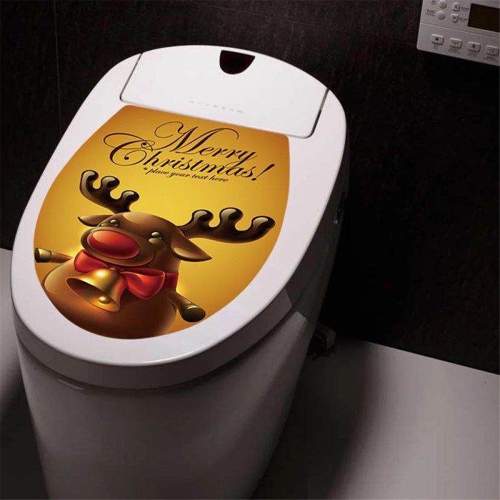 Toilet seat christmas stickers decals waterproof decors removable washroom sticker bathroom shower room cover cute