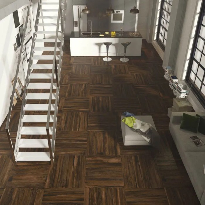 Herringbone teak tiles