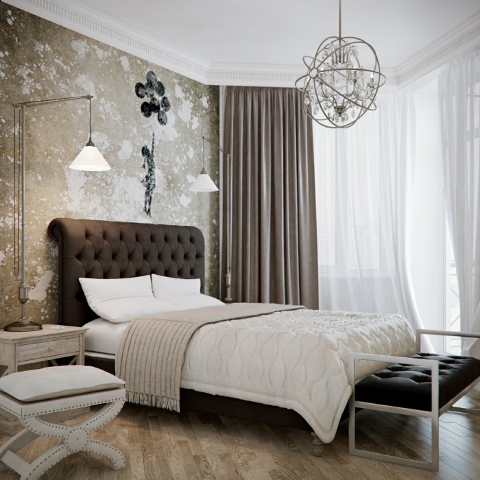 Chambre beige et marron