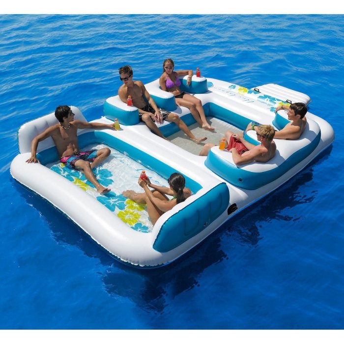 Pool floating island person inflatable raft lake float party huge floats giant big water blue fun beach lagoon river toys