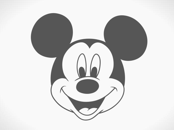 Mickey mouse face outline head cliparts draw print