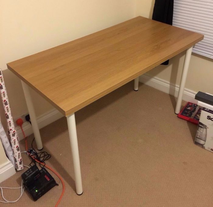 Ikea table linnmon top legs oak effect without ended ad has desks