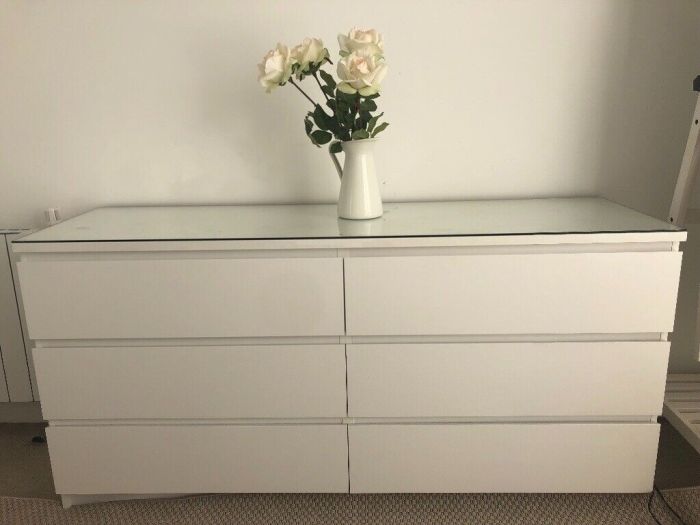 Ikea top glass malm clear dresser table dressing hemnes furniture glasses white bedroom transparent products choose board etching customize underside