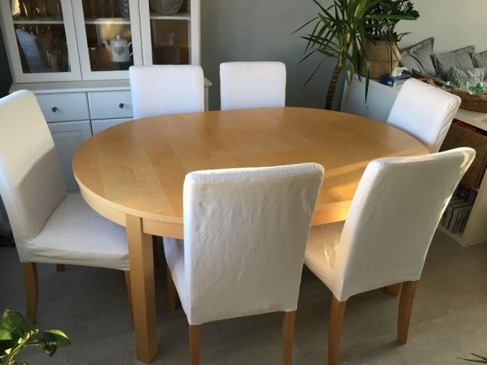 Ikea table round bjursta dining white extendable tables