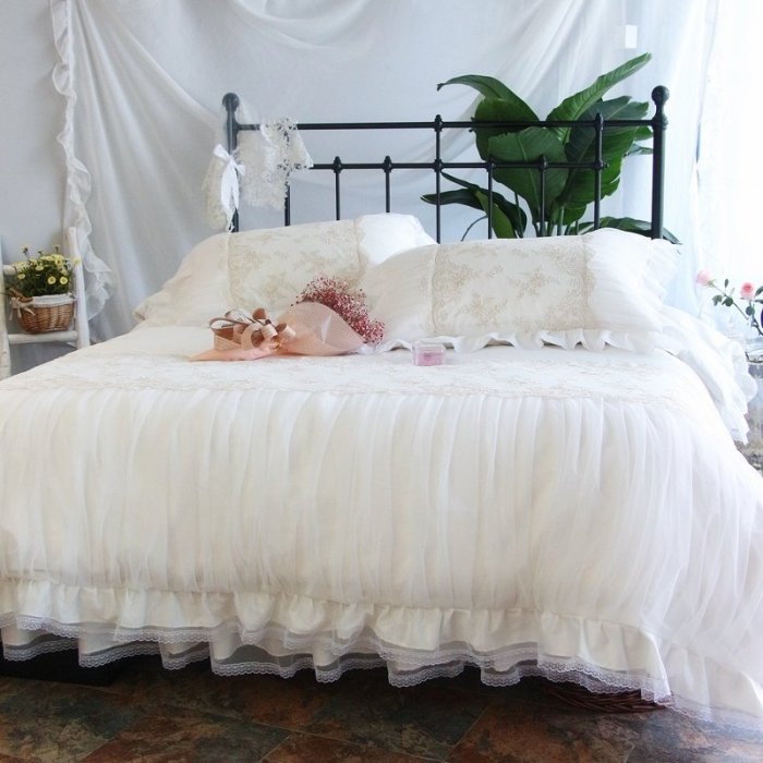 Shabby chic bedding white romantic vintage lace full ruffle size sophisticated feminine vitorian drop elegant queen sets hipsterbedding