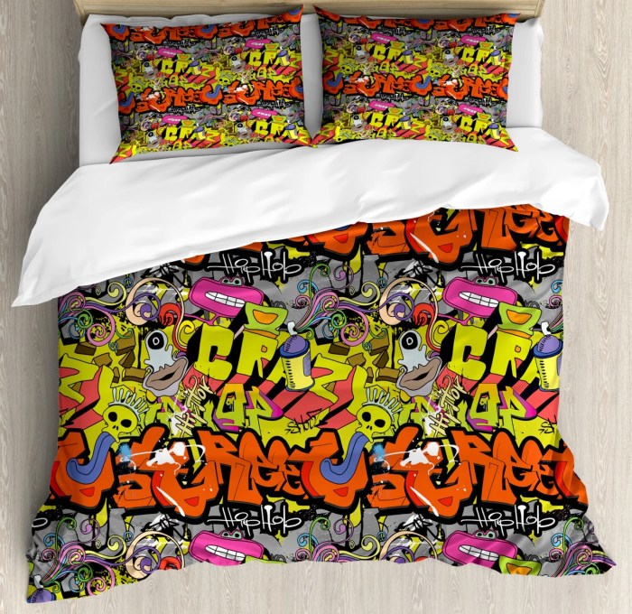 Pillow shams duvet bedding twin sizes queen king cover set graffiti urban